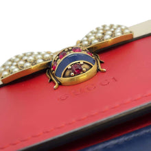 将图像加载到图库查看器中，GUCCI Chain Wallet Queen Margaret Bee Red/White/Navy 476079 Leather
