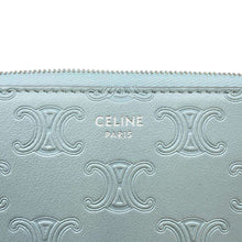 将图像加载到图库查看器中，CELINE ラージジップウォレット Light Blue 10B553BFU Leather
