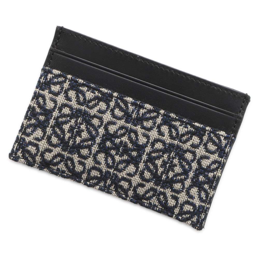 LOEWE Anagram Card Case Black/Navy C604322X02 Leather/Canvas