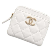 将图像加载到图库查看器中，CHANEL Matelasse Coin Card Case White AP3138 Caviar Leather
