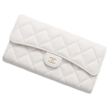 将图像加载到图库查看器中，CHANEL Matelasse Classic Long Flap Wallet White AP0241 Caviar Leather
