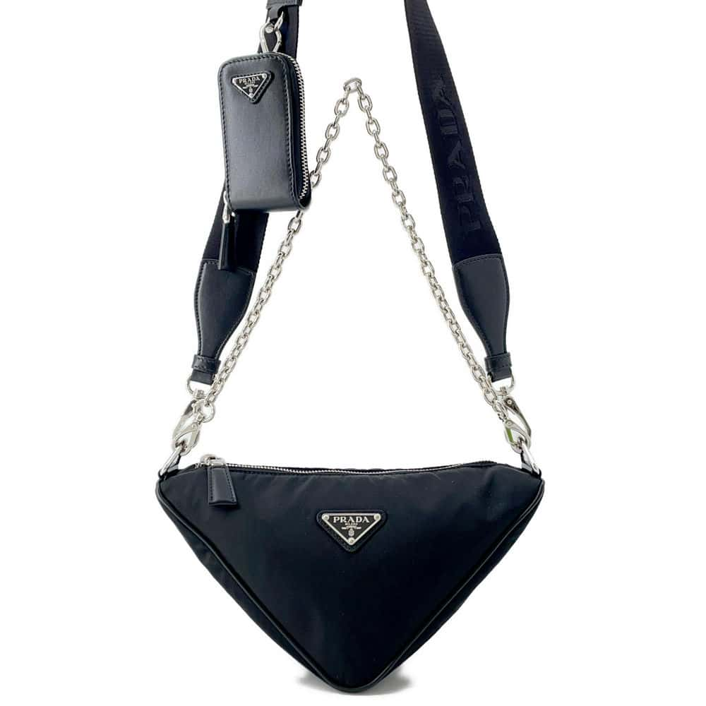 PRADA Triangle Shoulder Bag Black 1BH190 Nylon