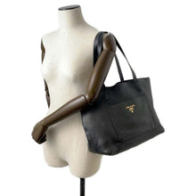 将图像加载到图库查看器中，PRADA Tote Bag Black 1BG048 Leather
