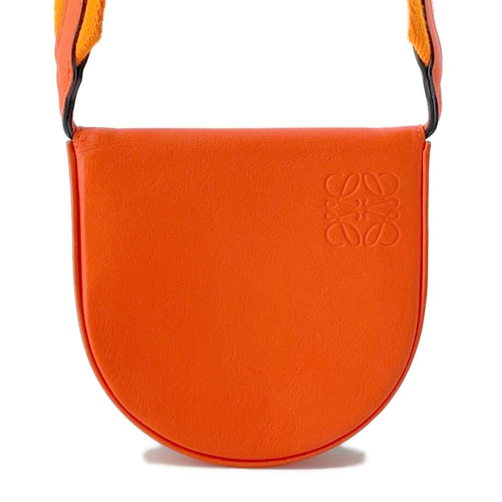 LOEWE Heel Pouch Mini Pochette Orange Leather