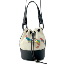 将图像加载到图库查看器中，LOEWE Palau Ibiza Balloon Bag Ivory/Black Canvas Leather Size Small
