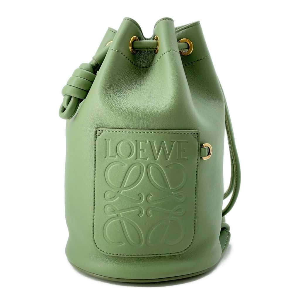 LOEWE Sailor Bag Small Drawstring Bag Shoulder Bag Green A734Z18X11 Leather