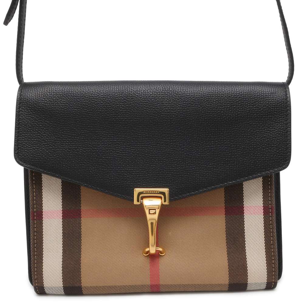 BURBERRY House Check Shoulder Bag Beige/Black 3980825 Canvas Leather