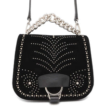 将图像加载到图库查看器中，MIUMIU Studded 2WAY Chain Handle Bag Black 5BD033 Velour Leather
