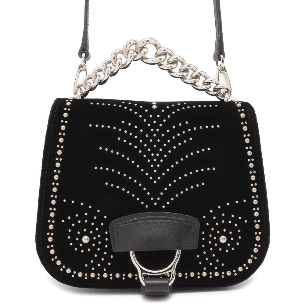 MIUMIU Studded 2WAY Chain Handle Bag Black 5BD033 Velour Leather