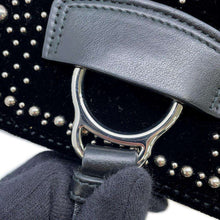 将图像加载到图库查看器中，MIUMIU Studded 2WAY Chain Handle Bag Black 5BD033 Velour Leather
