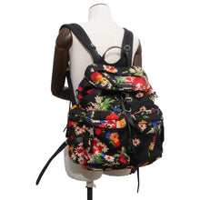 将图像加载到图库查看器中，MIUMIU Flora Print Backpack Black/Multicolor 5BZ033 Canvas Leather
