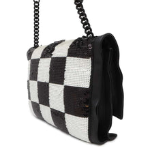 将图像加载到图库查看器中，Ferragamo Shoulder Bag White/Black 21 2488 755141 Sequins Leather
