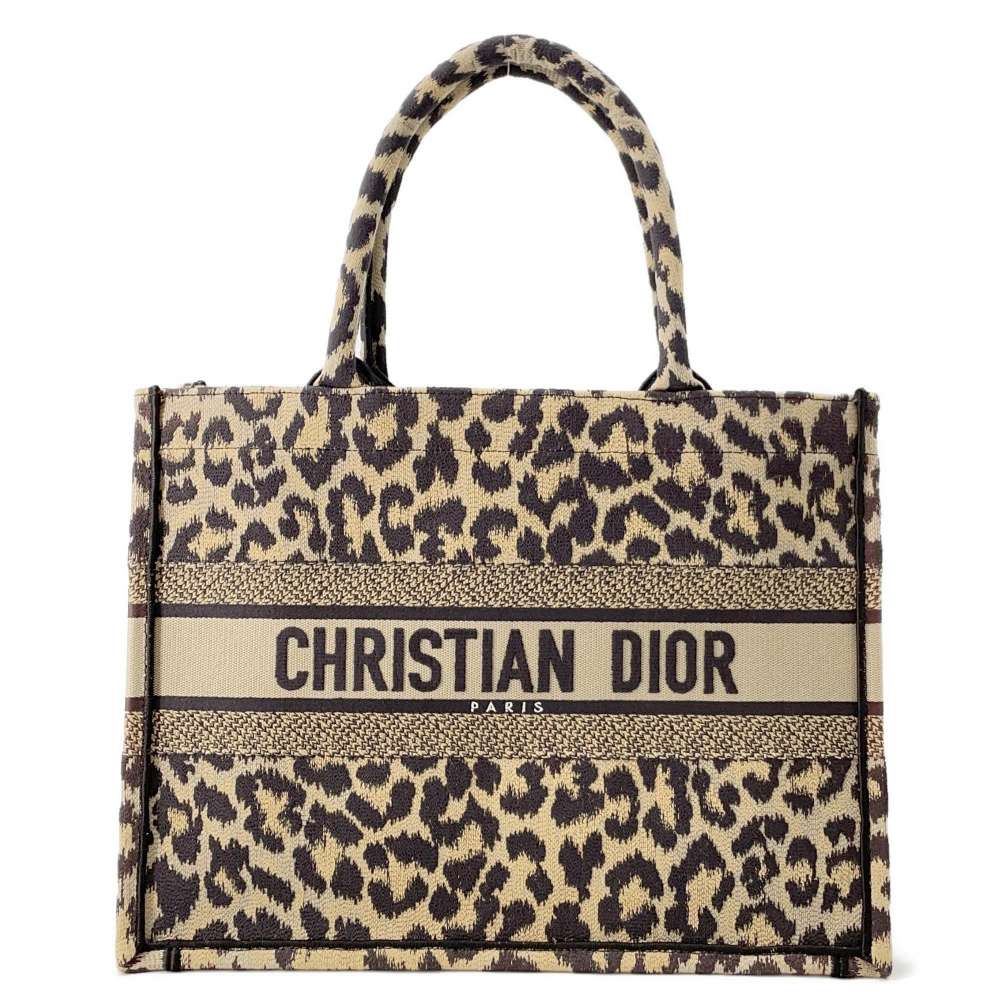 Dior Book Tote Leopard Beige Canvas Size Medium