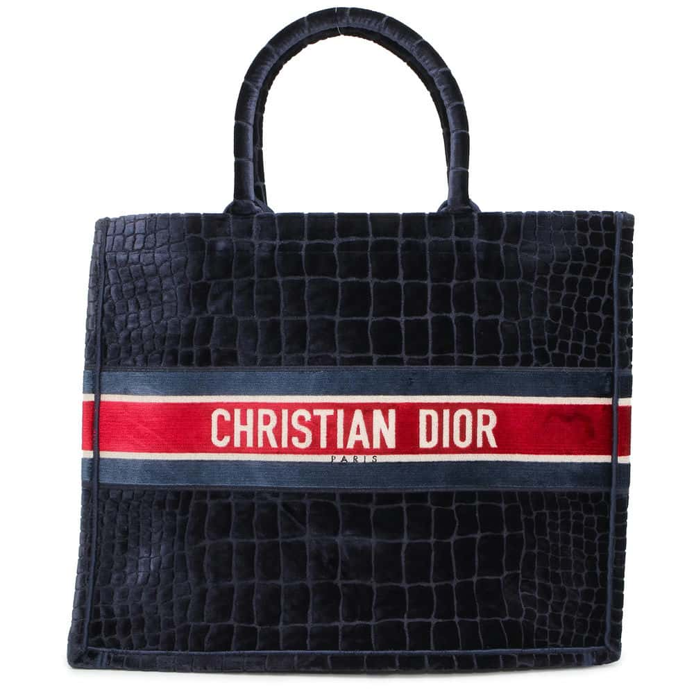 Dior Book tote Navy Velvet Size Large