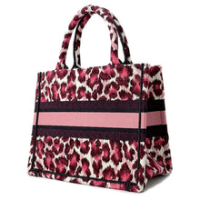 将图像加载到图库查看器中，Dior Book Tote Leopard Pink Canvas Size Small
