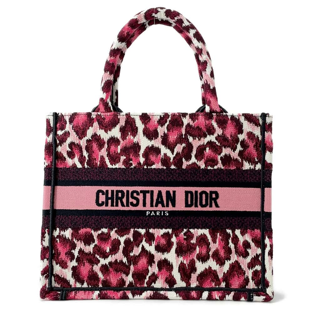 Dior Book Tote Leopard Pink Canvas Size Small