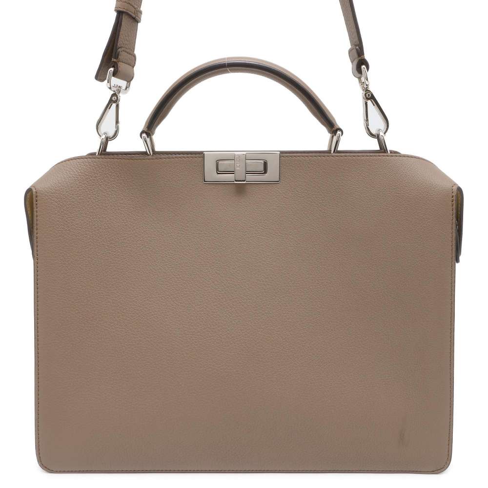 FENDI Peekaboo Icy You Brown 7VA529 Leather Size Medium