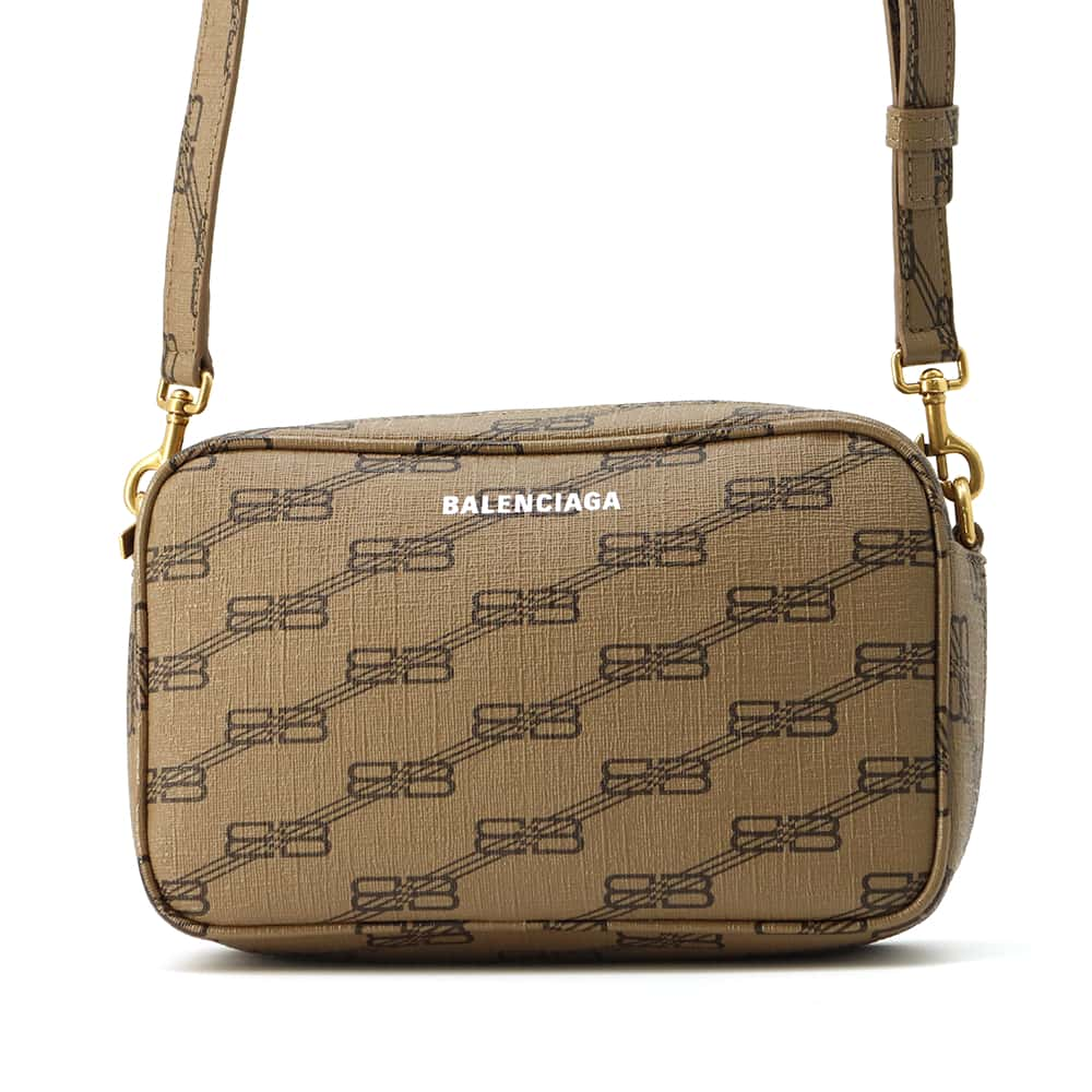 BALENCIAGA BBMonogram Camera Bag Brown 702701 PVC Coated Canvas