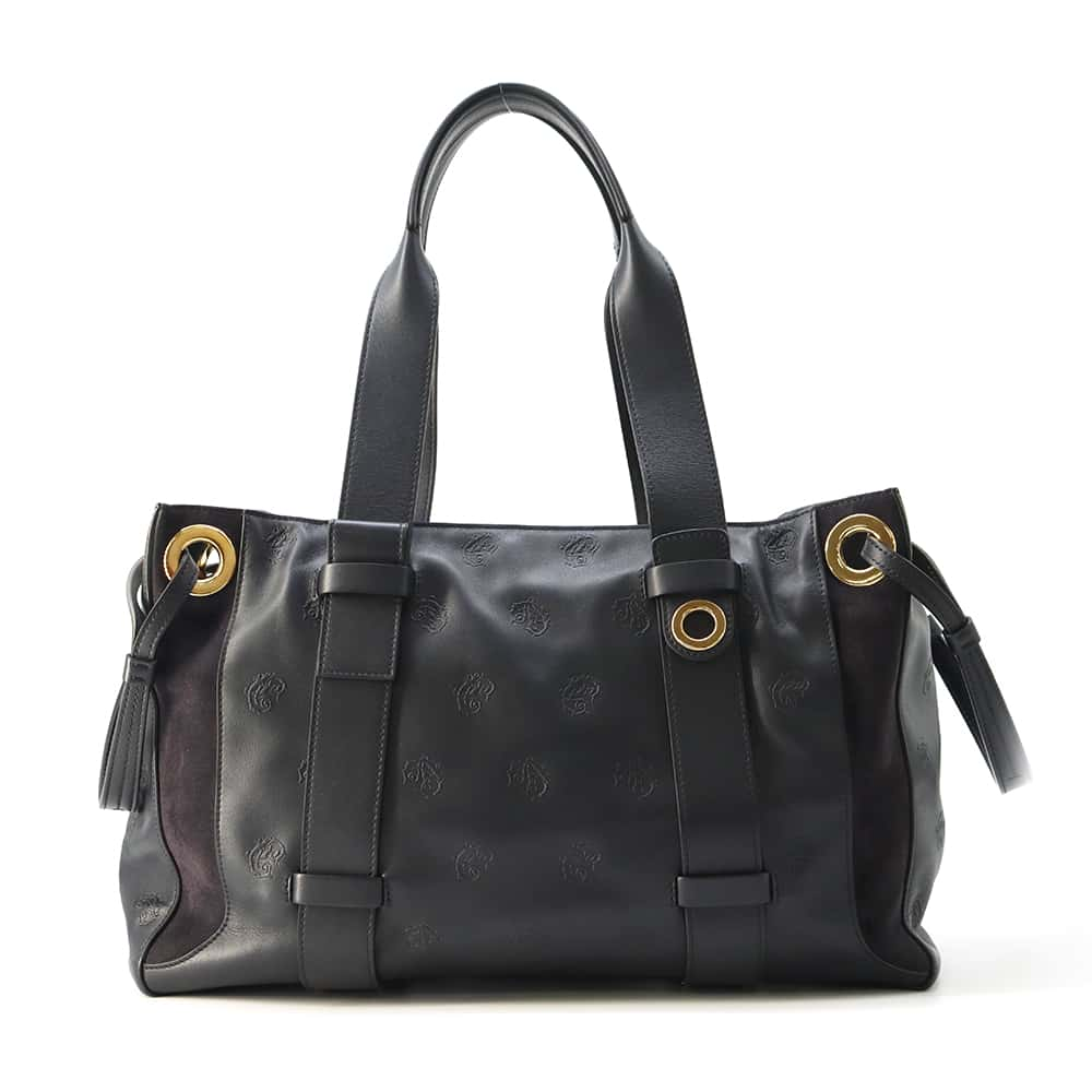 Chloe TAO Tote Bag Navy CHC18WS171A55 Calf Leather Size Medium