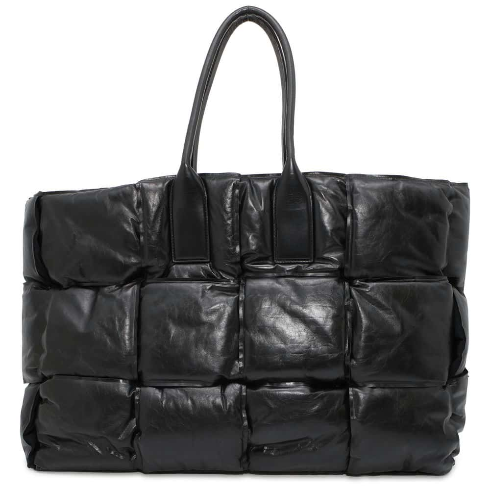 Bottega Veneta Maxi INTRECCIATO Tote Bag Black 629194 Nylon Leather