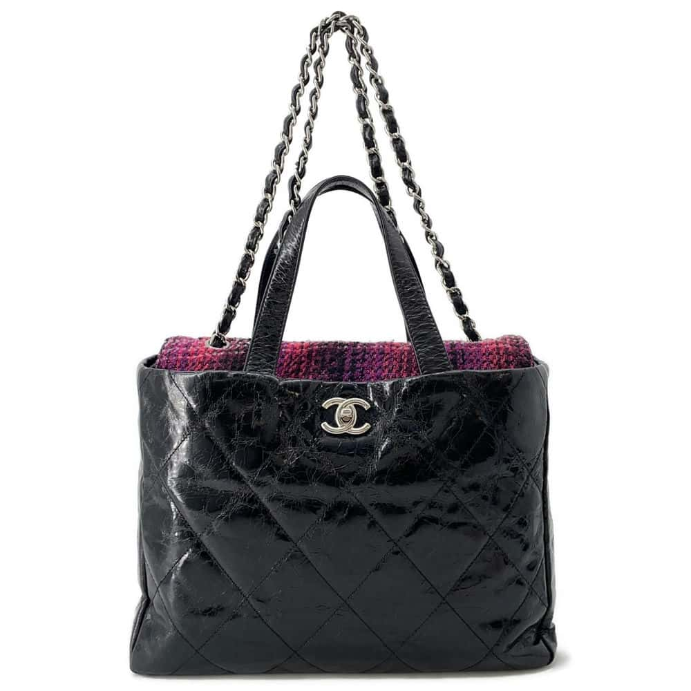 CHANEL Matelasse Portobello 2wayChainBag Black Leather Tweed