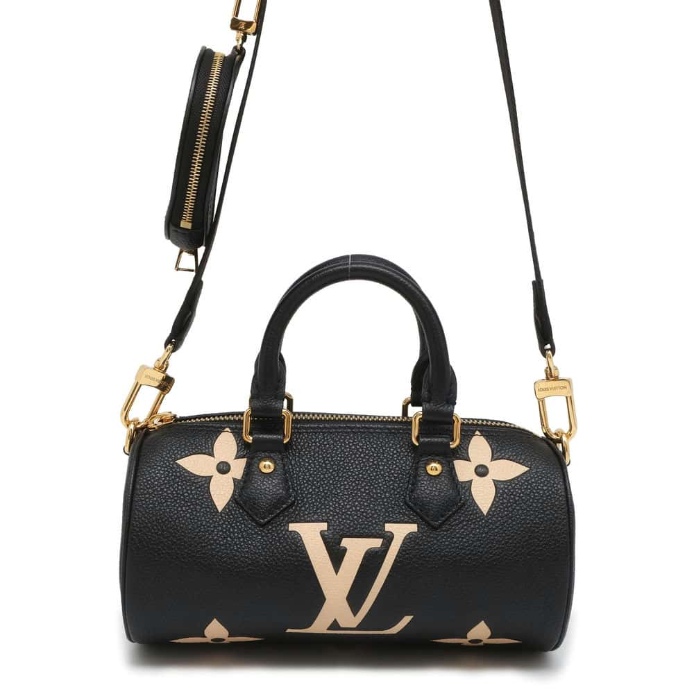 LOUIS VUITTON Papillon Noir/ Beige M45980 Monogram Empreinte Leather Size BB