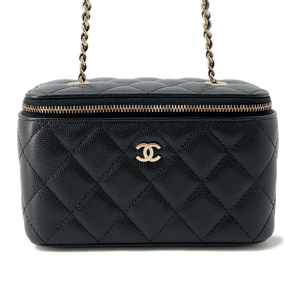 CHANEL Matelasse Chain vanity bag Black AP1341 Caviar Leather