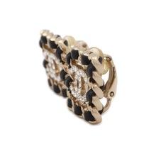 将图像加载到图库查看器中，CHANEL CC Logo Earring Gold/Black Gold Plated Rhinestone
