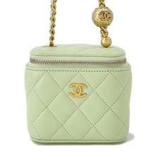 Load image into Gallery viewer, CHANEL Matelasse Cocoball ChainShoulder Small Vanity Bag Light Green AP1447 Lambskin Size Small
