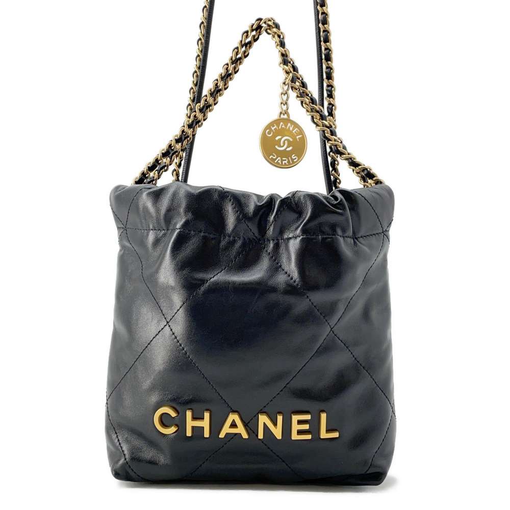 CHANEL CHANEL 22 ChainHandbag Black AS3980 Shiny Calf Leather Size Mini