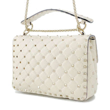 将图像加载到图库查看器中，Valentino Garavani Rock Studded Spike 2WAY ChainShoulder Bag Ivory Leather
