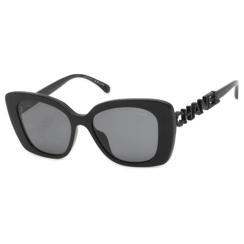 CHANEL Sunglasses Size 53□17 140 Black 5422-B-A Plastic Rhinestone