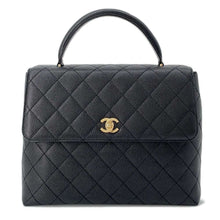 将图像加载到图库查看器中，CHANEL Matelasse Top Handle Handbag Black A12397 Caviar Leather
