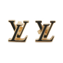 将图像加载到图库查看器中，LOUIS VUITTON Earrings・LV Iconic Black M01135 Gold Plated Enamel
