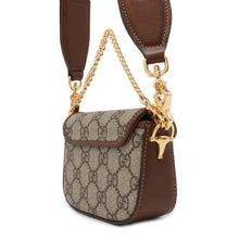 Load image into Gallery viewer, GUCCI Horsebit 1955 Strap Wallet Beige/Brown 699760 GG SupremeCanvas Leather
