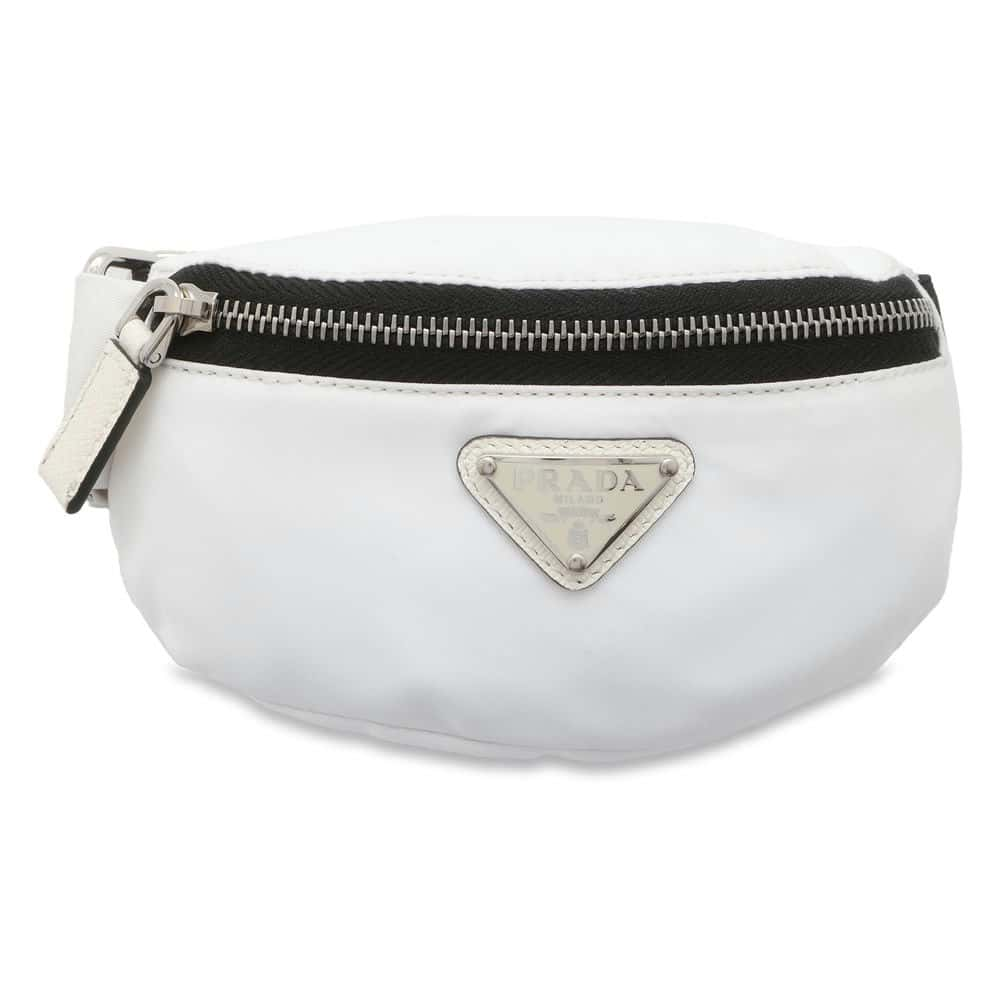 PRADA Wristband Pouch White/Black 1TT095 Nylon