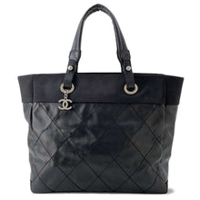 将图像加载到图库查看器中，CHANEL Paris-Biarritz Tote Bag Black A34209 Leather Canvas Size MM
