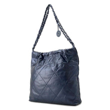 将图像加载到图库查看器中，CHANEL CHANEL22 ChainHandbag MetalicNavy AS3260 Shiny Calf Leather Size Small
