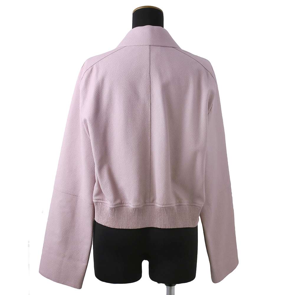 HERMES Leather Short Jacket Size 40 Pink Deer Leather100%