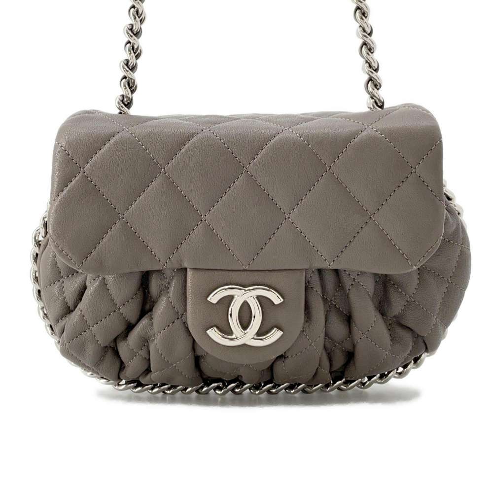 CHANEL Chain Around Shoulder Bag Gray A49914 Lambskin