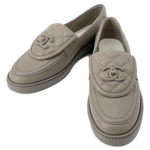 将图像加载到图库查看器中，CHANEL CC Logo Matelasse CC Turnlock Loafers Gray G45474 Lambskin Size 36 1/2C
