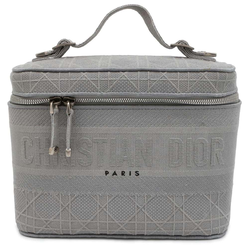 Dior Cannage Embroidery Travel Vanity Bag Light Gray S5480VREY Canvas