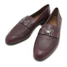 将图像加载到图库查看器中，HERMES Mocassins Paris Loafers Burgundy Leather Size 36
