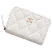 将图像加载到图库查看器中，CHANEL Matelasse Classic Zip Coin Purse White AP0216 Caviar Leather
