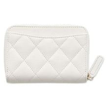 将图像加载到图库查看器中，CHANEL Matelasse Classic Zip Coin Purse White AP0216 Caviar Leather
