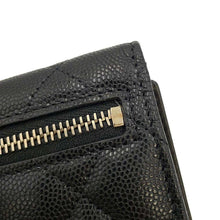 将图像加载到图库查看器中，CHANEL Matelasse Tri-fold Small Wallet Black AP3080 Caviar Leather
