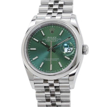 将图像加载到图库查看器中，ROLEX Datejust W36mm Stainless Steel Mint Green Dial 126200
