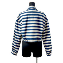 Load image into Gallery viewer, PRADA Short Striped Denim Jacket Size 38 White/Blue GFB288 Cotton100%
