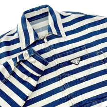 Load image into Gallery viewer, PRADA Short Striped Denim Jacket Size 38 White/Blue GFB288 Cotton100%
