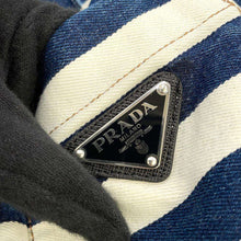 Load image into Gallery viewer, PRADA Short Striped Denim Jacket Size 38 White/Blue GFB288 Cotton100%
